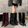 Autumn New Fashion Boots Women's Shoes Polyurethane Angora Red Bright Black Tall Tube Winter Tip 2