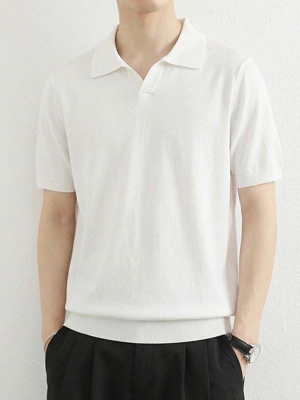 Men's Light Luxury Summer Polo Knit Shirt with Lapel