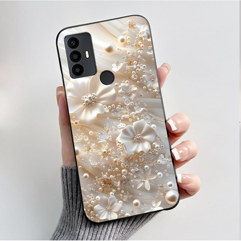 For TCL 30 SE 30E 306 305 Case 6165D 6102H 6102A 6102D Phone Cover Fashion Butterfly Flowers Black Soft Silicone Casing Bumper