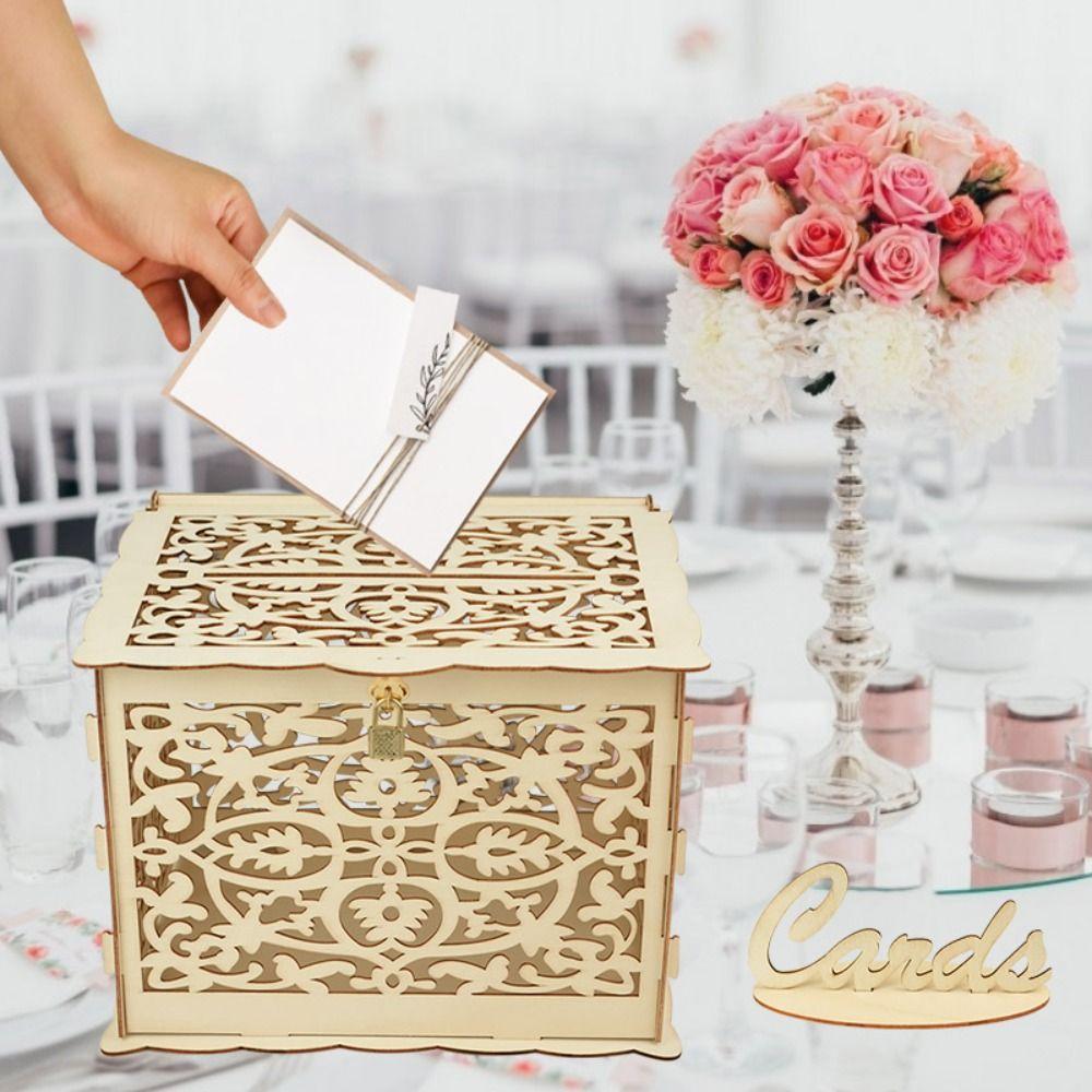 Card Invitation Gift With Pattern Envelope Party Supplies Wedding Decoration Card Box Wooden Box