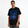 Anime Character Print Sleeveless Crop Top, Trendy Blue Hair Purple Pattern Slim Fit Waist-exposed Top Pure cotton T-shirt