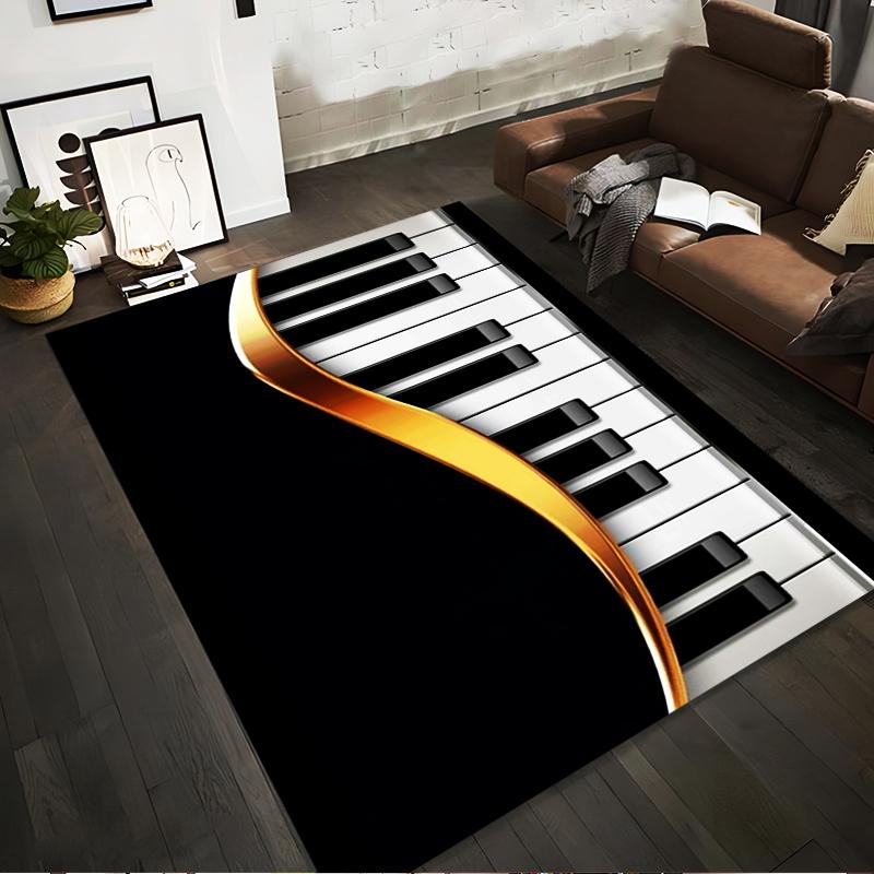 

Luxury Piano Keys Design Carpet with Elegant Black and Gold Accent Suitable for use as an anti-slip for living room bedroom sofas 40x60cm( 15x23in )