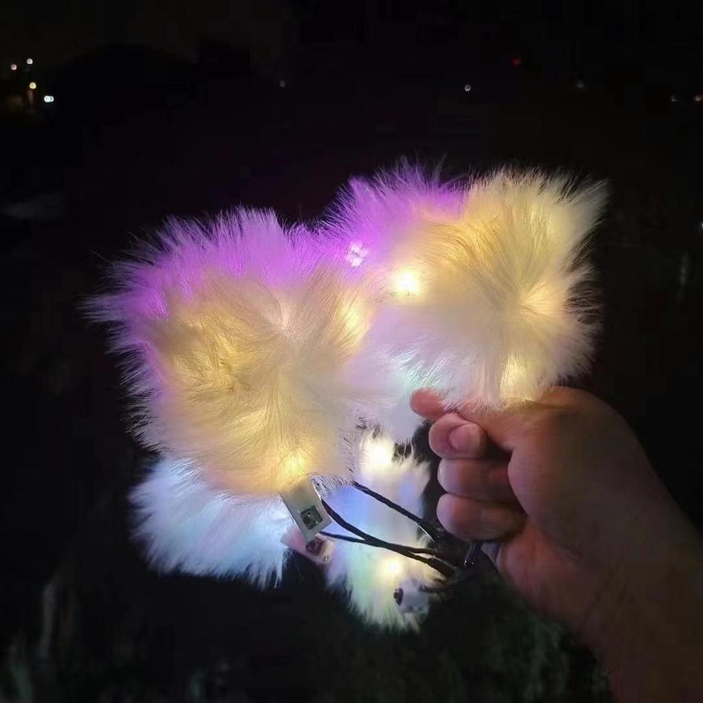 Luminous Feather Bunny Ear Plush Headband Hair Clip - Fun Accessories & Gifts