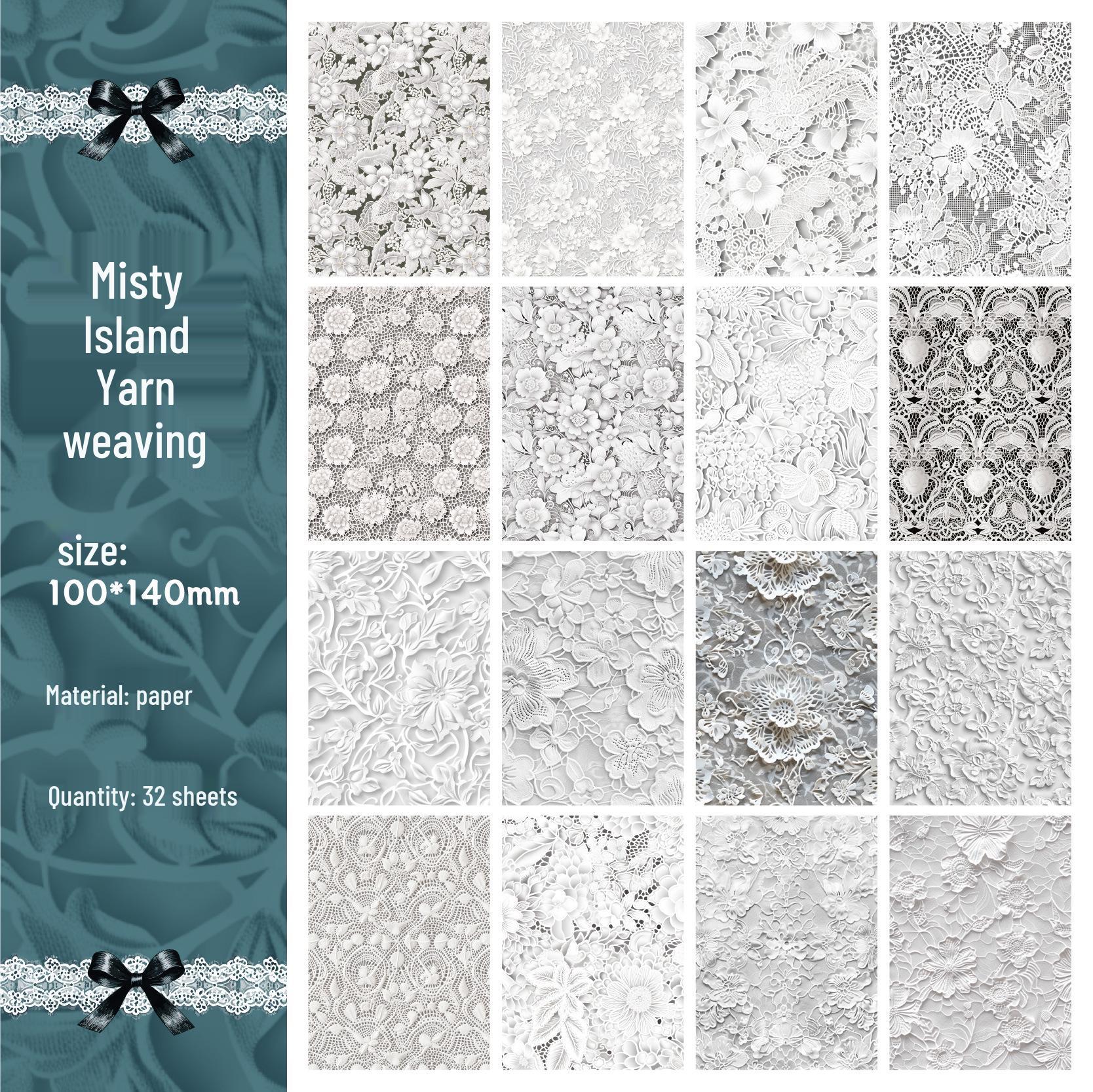 Серия ретро-винтажной тисненой кружевной бумаги: 32 листа наклеек для коллажей в журнале