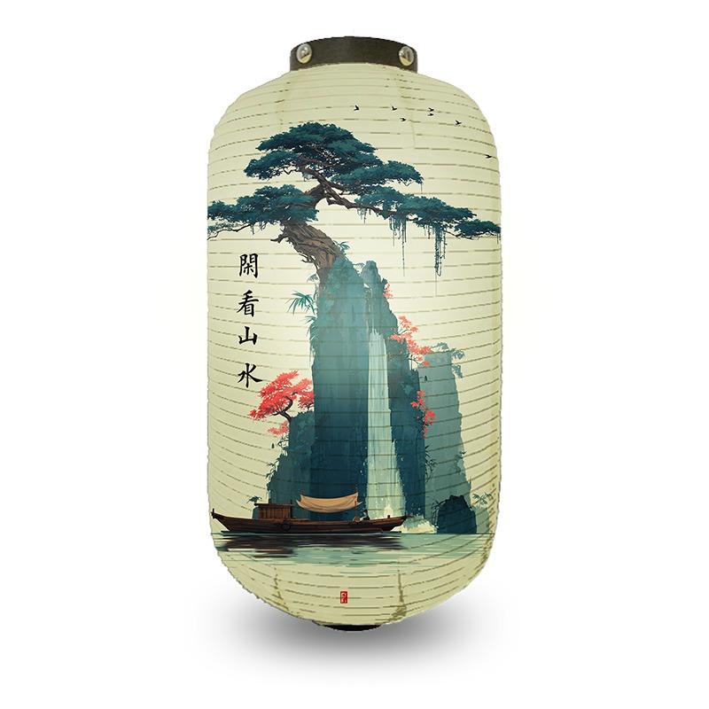 Chinese Pine Tree Scenery Pattern Lantern Outdoor Traditional Cylinder Lantern Wedding New Year Festival Decoration Lantern