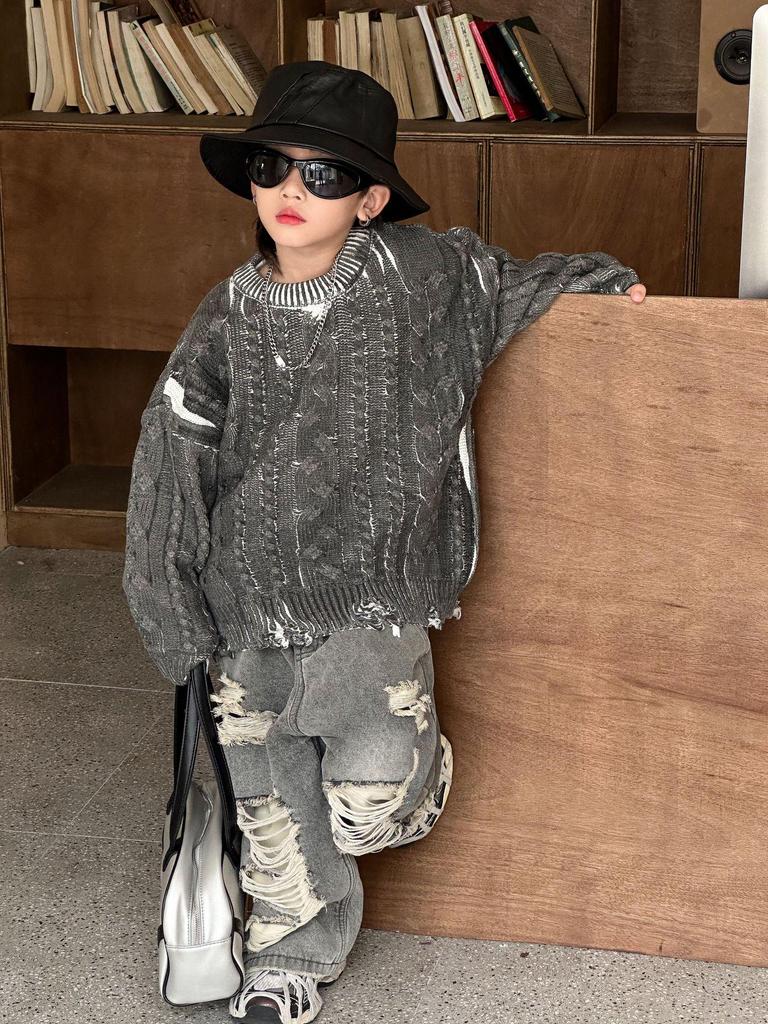 Kids' Fleece-Lined Wide-Leg Jeans