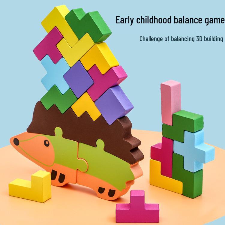 Wooden Hedgehog Stacking & Color Recognition Toy for Kids
