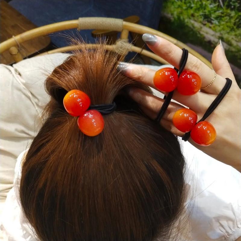 Red Hair Band Cherry Elastic Women's Hair Tie, High Elasticity, Cute Fruit Hair Tie, Versatile Hair Accessory