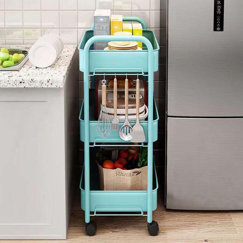 Multipurpose 4-Tier Round Tube Storage Rack Cart