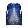 Ladies' Christmas Printed Bow Round Neck Long Sleeved Loose Pullover Sweater Sweatshirt Top