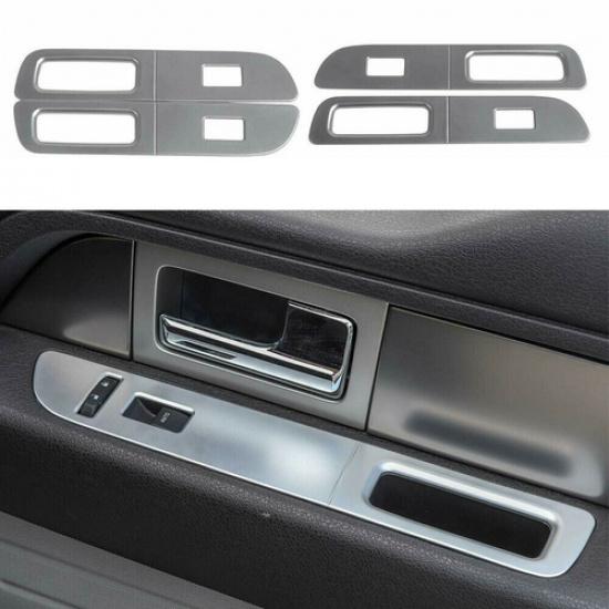 Interior Window Lift Switch Panel Trims Cover Frame Silver For Ford F150 2009-14