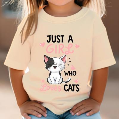 T-shirt Girls Y2k Harajuku Animal Summer Fashion Kids Clothes Funny Graphic 3D PrintedCute Cat T-Shirts