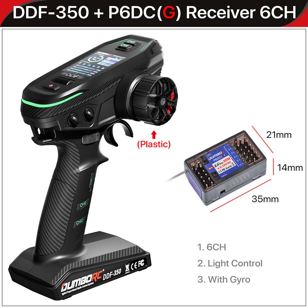 DUMBORC 2.4G 10CH Digital Radio Remote Controller DDF-350 Transmitter with Receiver for RC Car Boat Tank LCD FHSS System