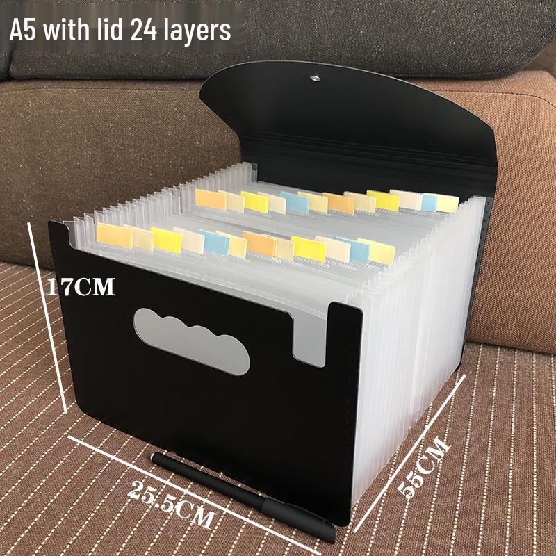 Thickened PP A4 Document Organizer Box with 24 Compartments