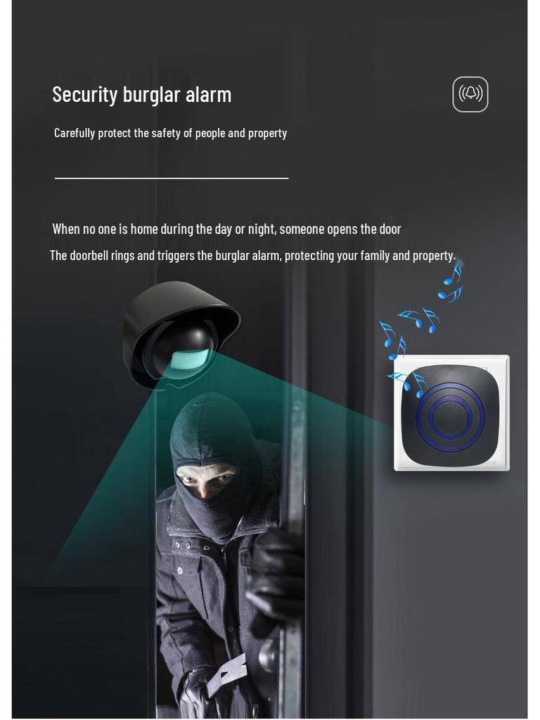2025 Wireless Smart Sensor Doorbell: Outdoor Waterproof Driveway Alarm with Remote Control.