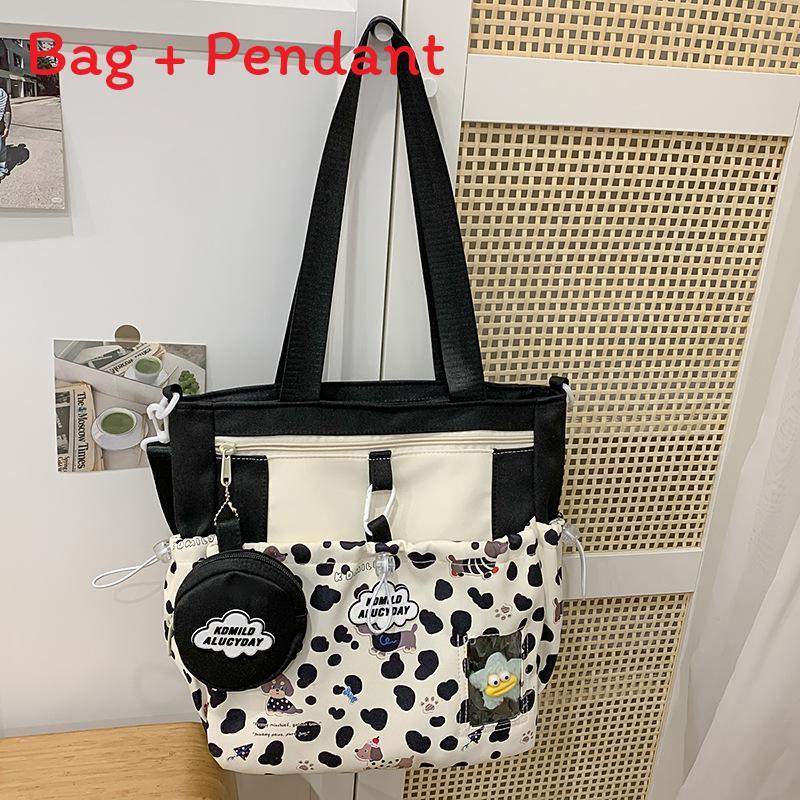 Student Backpack For Girls With Nylon Material And Animal Print Design Black B