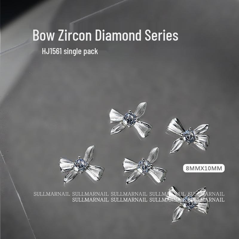 

Nail Art Zircon Bow & Pearl Ribbon Accessory, Silver Rhinestone, 1 Piece