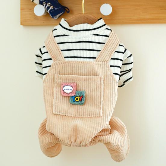 Dog Overalls with Pocket Non-sticky Hair Pullover Puppy Warm Four-legged Clothes Puppy Costume