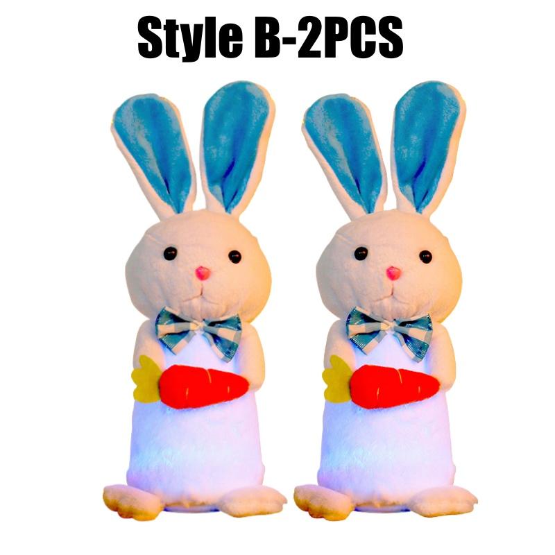 Cute Easter Bunny Light Up Glowing Rabbit Plush Toy for Christmas Holiday Party Gift Ideas Home Tabletop Decor