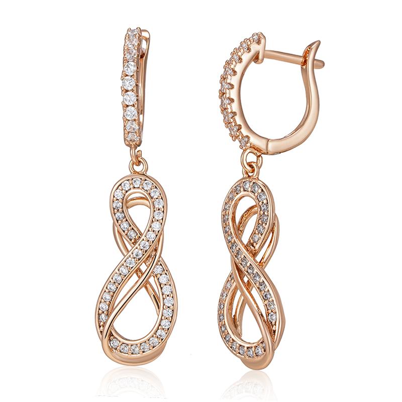 

Длинные серьги Kinel с блестящим цирконием для женщин, винтажные висячие серьги, изысканные ювелирные изделия розового золота