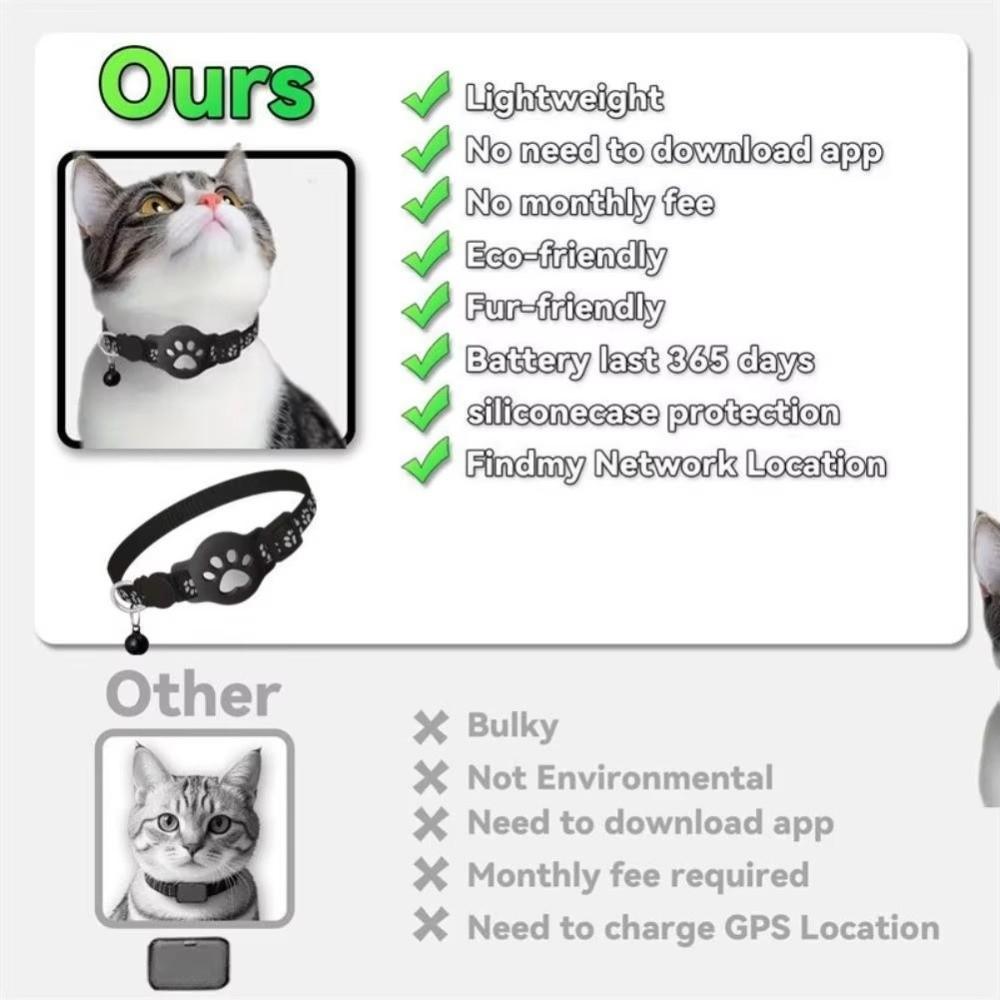 Safety Buckle Cat Collar Adjustable Waterproof Pet Tracking Collar Anti-Lost Reflective Strips For Airtag Collar For Air Tag