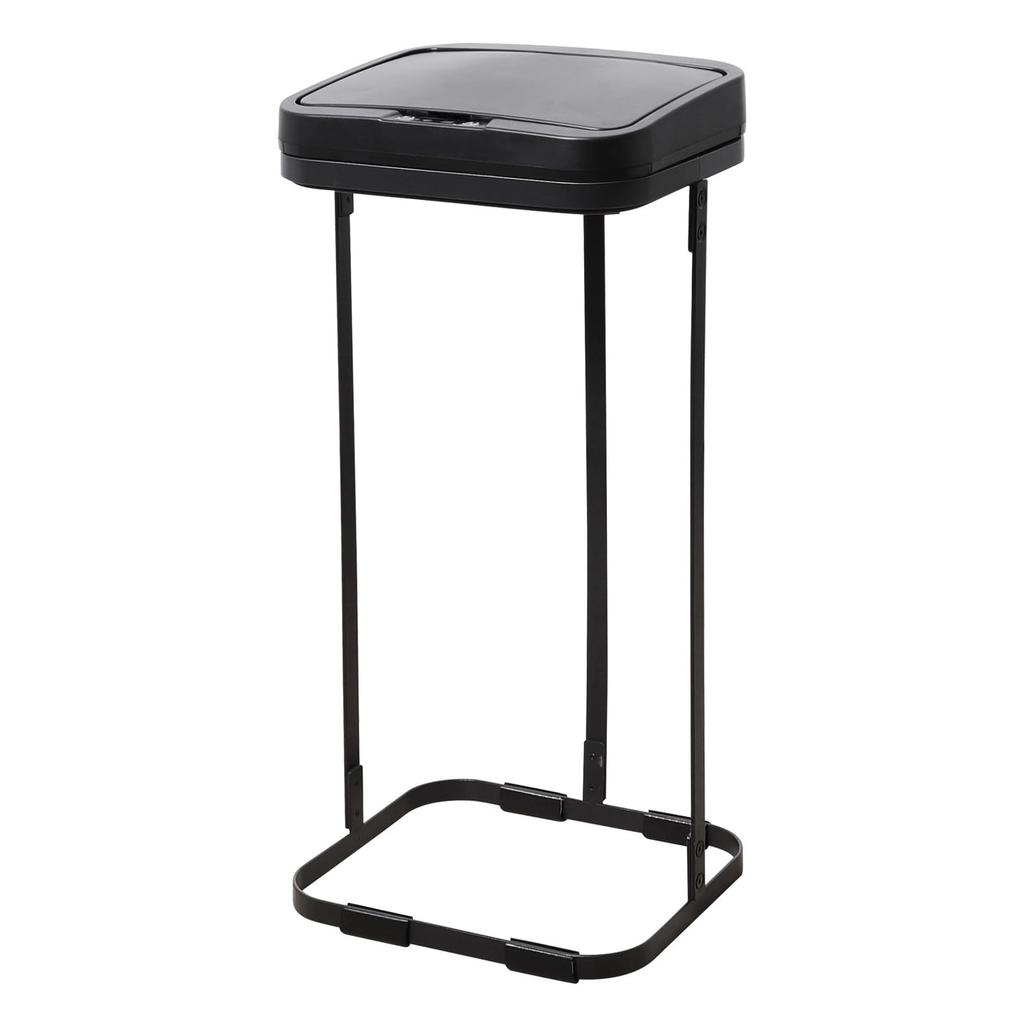 1 with sensor garbage bag Garbage bag for 20L to 30L Easily fits in narrow spaces Comes with a lid Comes with an automatic sensor Uses 2 AA batteries