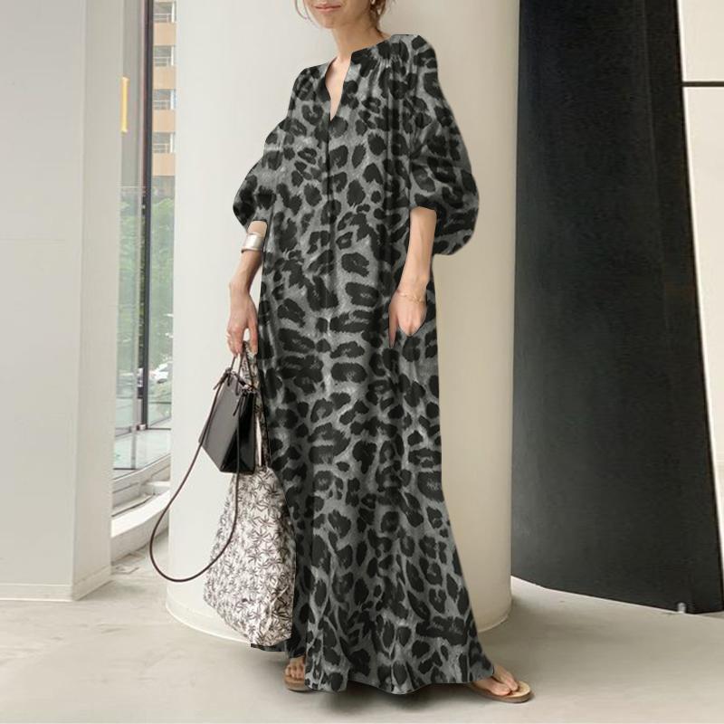 Women's Loose Casual Bohemian Shirt Dresses Spring and Summer Set Dresses Bubble Sleeve