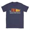 Unisex T-Shirt Retro Walk for Peace Mönche mit Aloka Hund Minimalistisch Zen Lässig Baumwolle T-Shirt Rundhals Kleidung Geschenk