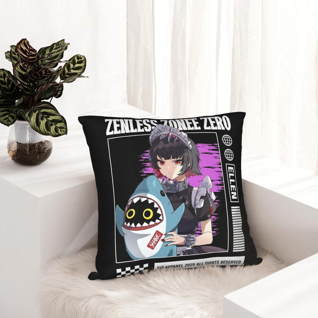 Ellen Joe Zenless Zone Zero Pillowcase Double-Sided Printing Cushion Cover Gift Throw Pillow Case Cover Bedroom Square 18''