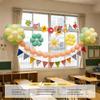 Children's Day Classroom Decorations: Blackboard, Flowers, Balloons, Flag Banners for Kindergarten Atmosphere and Photo Setup