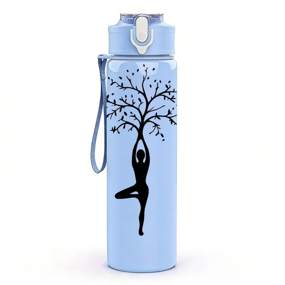 1PC Lady Silhouette Tree Silhouette Print 750ml Color Plastic Sports Water Bottle Leakproof Flip Straw Lid Suitable for Sports Office Home Use