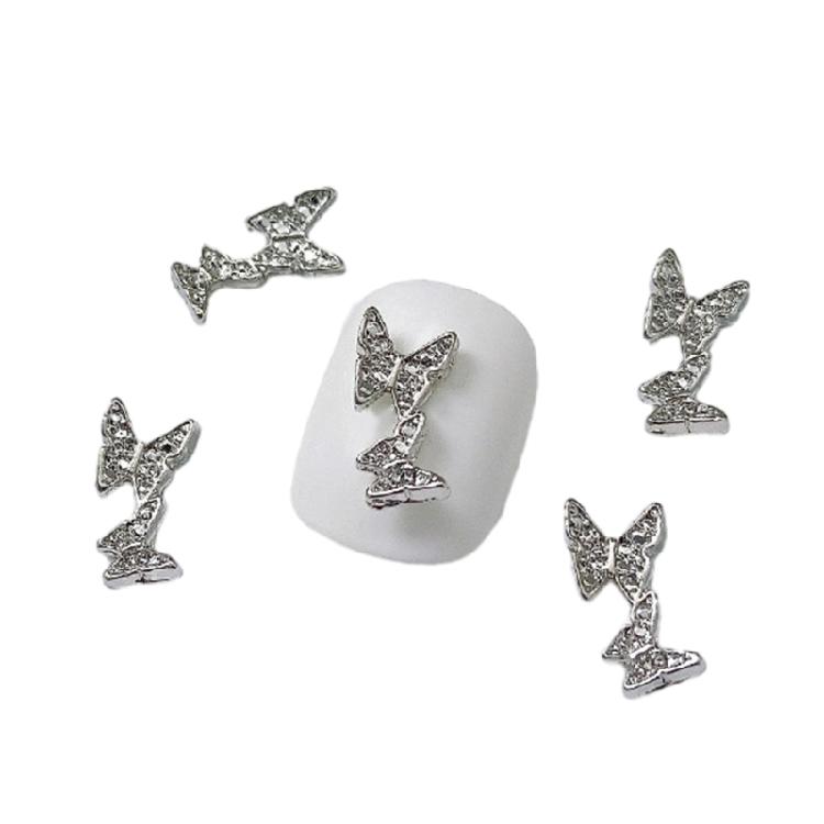 10 шт. 3D-бабочки для дизайна ногтей, сплавные charms-бабочки для ногтей, бабочка