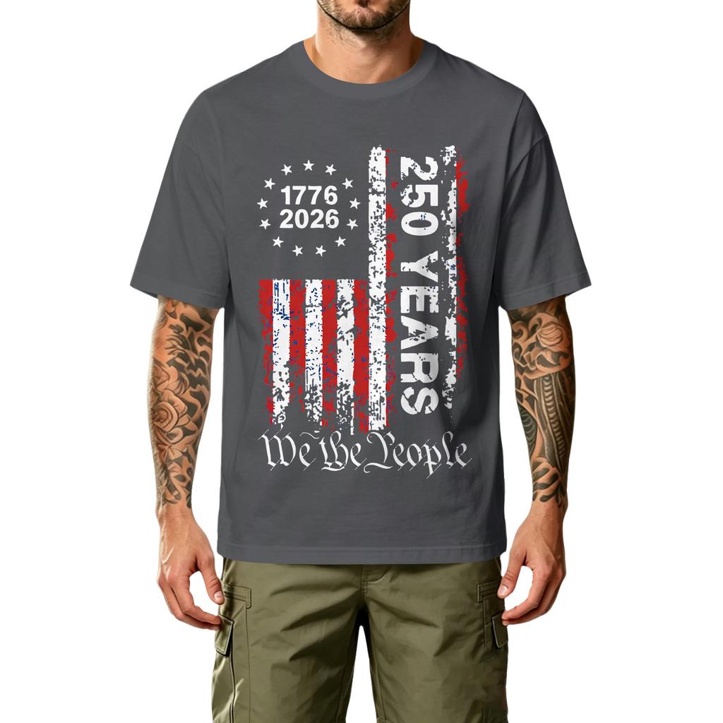 Men's Casual Printed T-Shirt Short Sleeve Crew Neck Relaxed Fit Cotton Blend Comfortable Lightweight Top for Outdoor Sports and Daily Wear