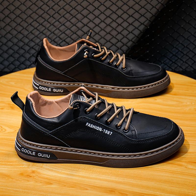 

Мужская обувь, весенние новые маленькие белые туфли, кожаные туфли с панелями, мужская повседневная кожаная обувь, универсальная студенческая обувь, мужская обувь для сноуборда, прилив 39 чёрный