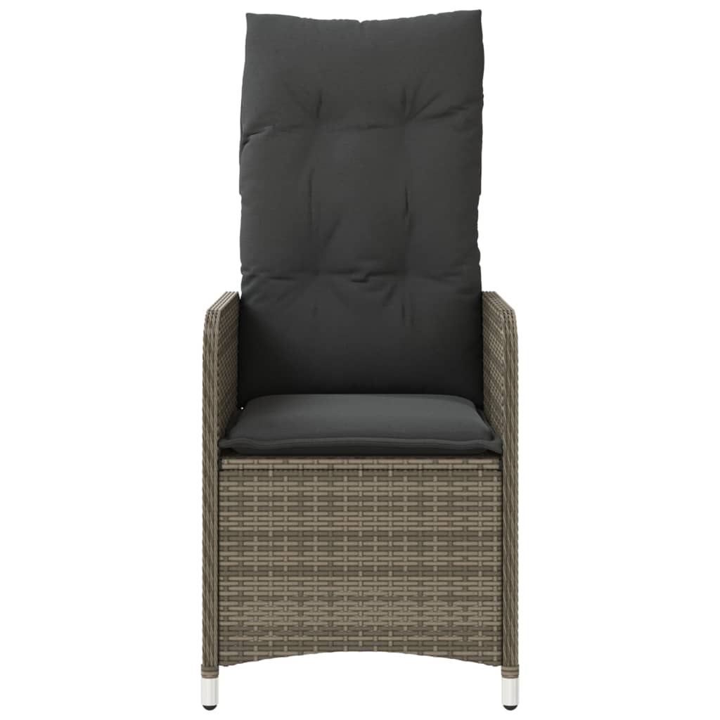 Outdoor Lounge Chairs Set of 2 with Table Grey Poly Rattan