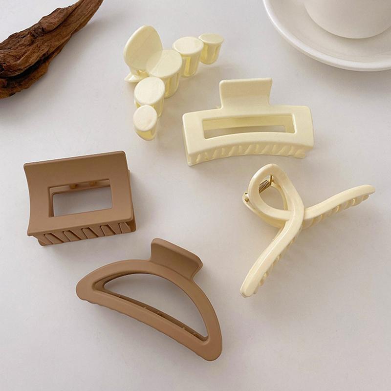 Korean Fashion Coffee Beige Large Hair Claw Solid Color Acrylic Hairpin Barrette Hair Clips Headwear Women Hair Accessories