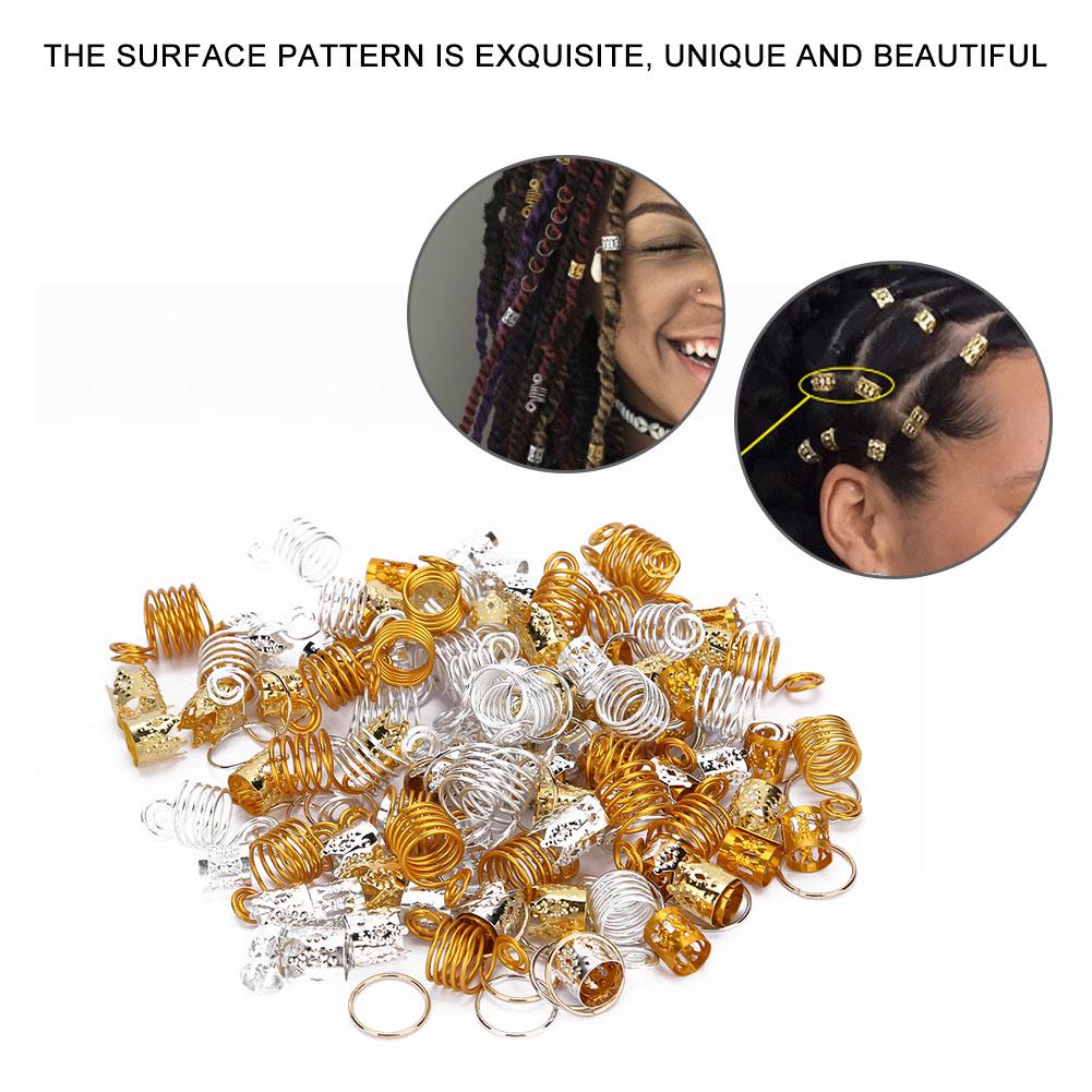 160pcs Hair Braid Rings Dreadlocks Ring Hollow Fashion Hair Decoration Accessories