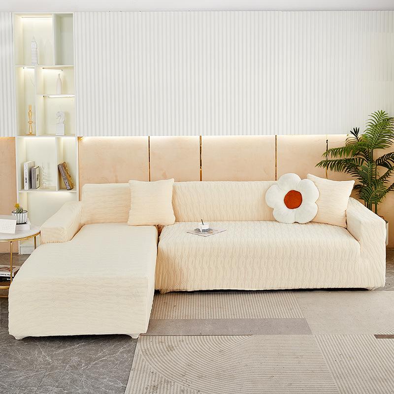 High-end Elastic Solid Color Thick Needle Thickened Jacquard Sofa Cover Embossed Dust Cover All-inclusive Sofa Cover