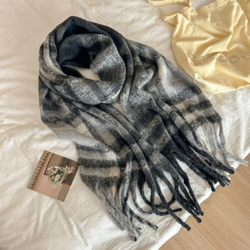 

Осень и зима новый мохеровый шарф женский Майяр шаль студент пара утолщенный шарф 200cm темно серый