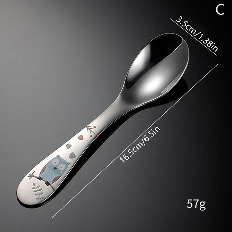 1/4 piezas Cubiertos de Acero Inoxidable para Niños Patrón de Dibujos Animados Tallado Vajilla Infantil Lindo Juego de Cuchara y Tenedor Cubiertos para Bebé Alimentación