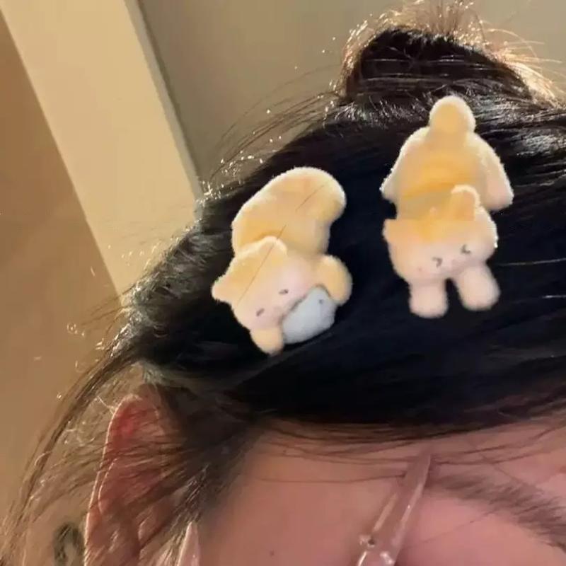 Cute Plush Kitten Hair Clip For Women Side Clip For Bangs Duckbill Clip Cartoon Hair Accessory