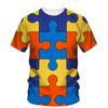 Card Puzzle T-shirt Multicolor Multishape 3D Printing T Shirts Round Neck Short Sleeves For
