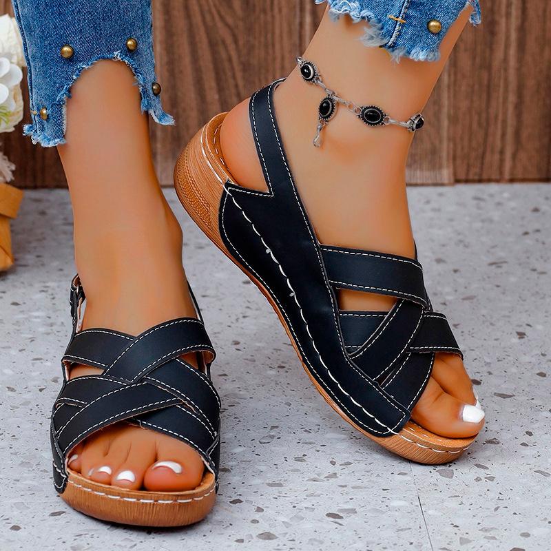 

Women s Plus Size Wedge Thick Platform Flip-Flops Casual Sandals 2025 Summer New Style 43 чёрный