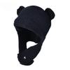 Nuovo cappello lavorato a maglia in lana con orsetto, autunno e inverno, cappello caldo a pullover, protezione per le orecchie fredde all'aperto per bambini, cappello Lei Feng
