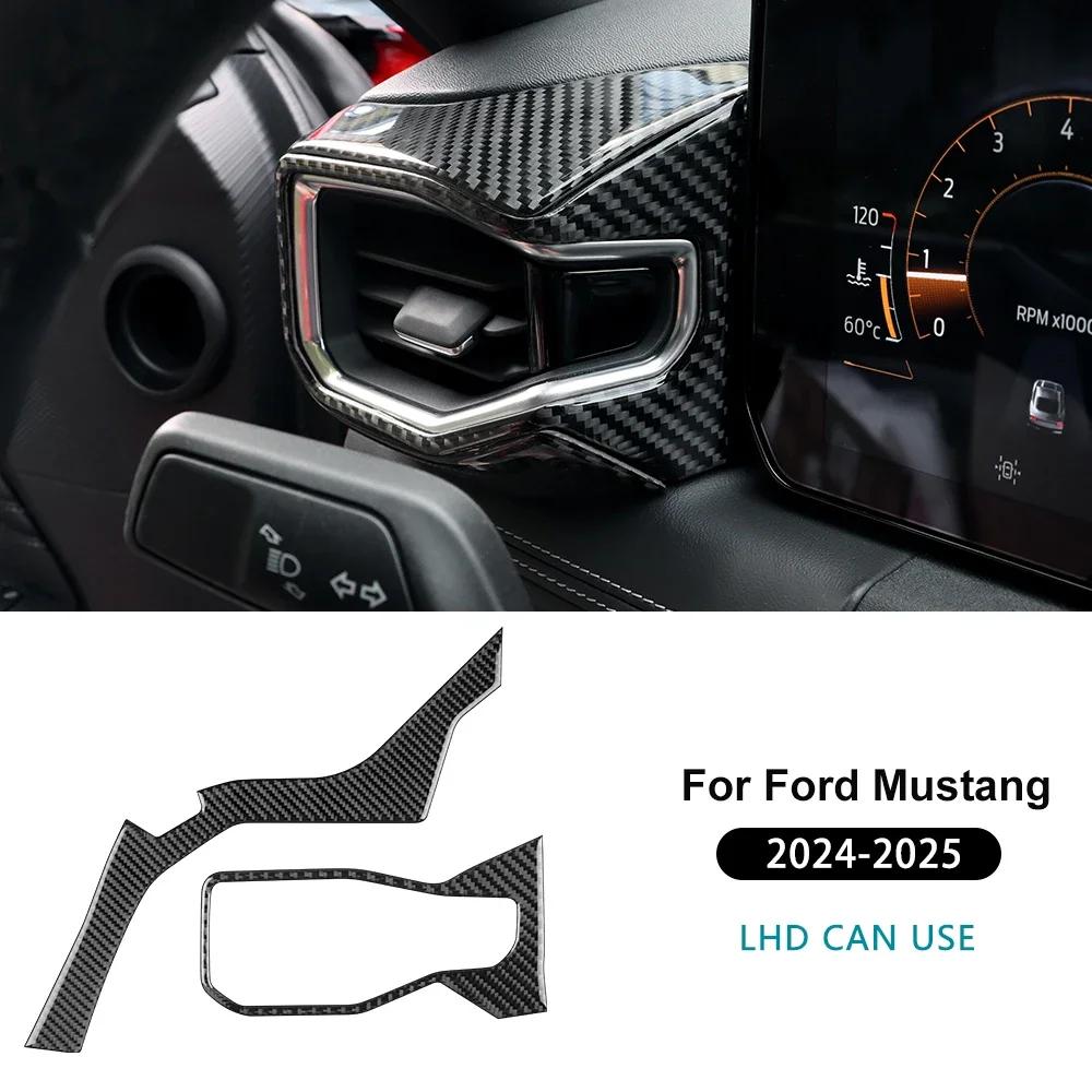 For Ford Mustang GT Dark Horse EcoBoost 2024 2025 2026 LHD RHD Real Soft Carbon Fiber Sticker Car Center Console AC Outlet Trim