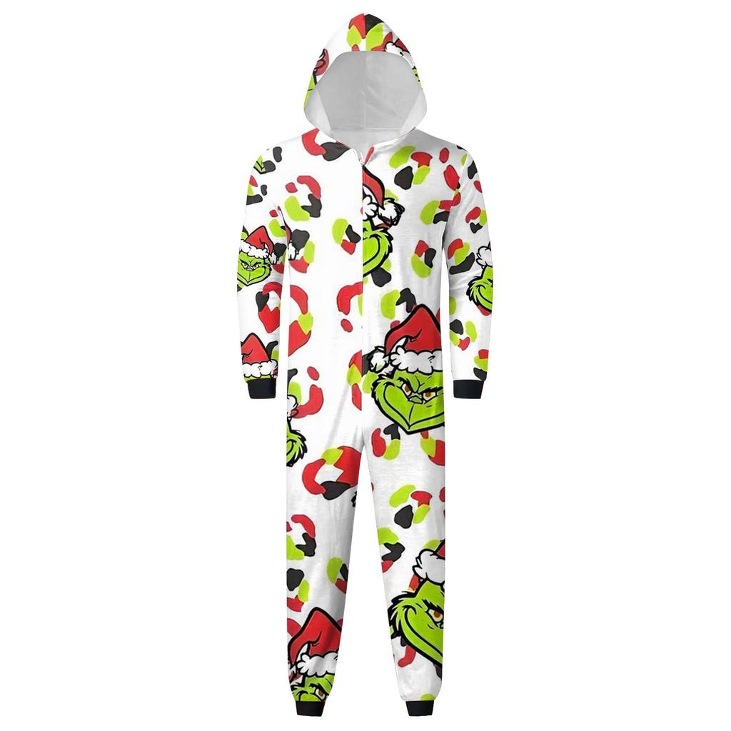 Genitore-Natale Stampato Genitore-Figlio Felpa con Cappuccio Zip Un Pezzo Abbigliamento da Casa