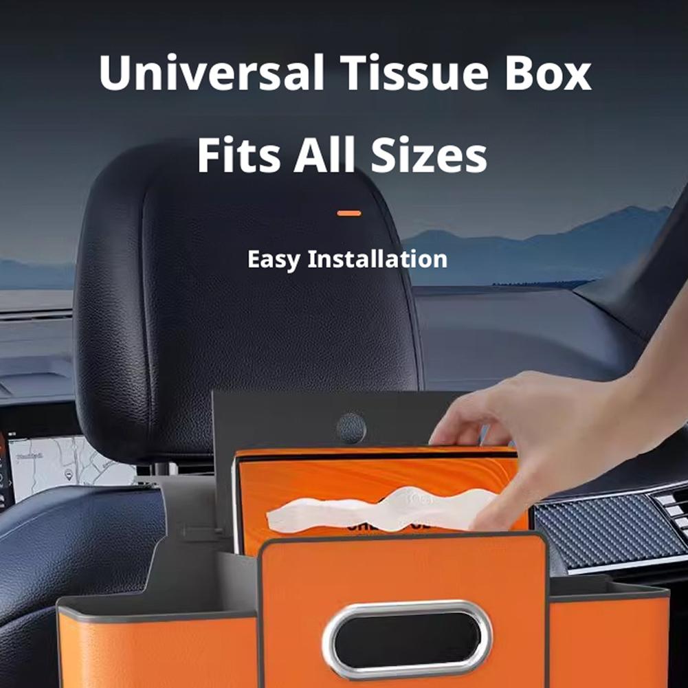 Multifunctional Car Seat Back Storage Box 4-in-1 Hanging Organizer With Tissue Holder For Water Cup Phone Drink Stowing