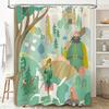 Fantasy Forest Hunter Shower Curtain Woodland Deer Stag Nature Theme Bathroom Decor Rustic Vintage Medieval Tapestry Backdrop