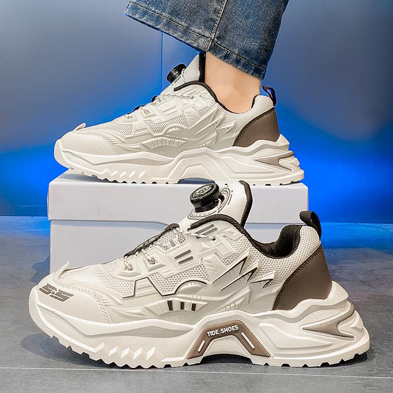 Herrenschuhe Herbst 2024 neu Mesh Drehverschluss Jugend Sport Freizeit Laufen Erhöhend Rutschfest Papa Trendschuhe
