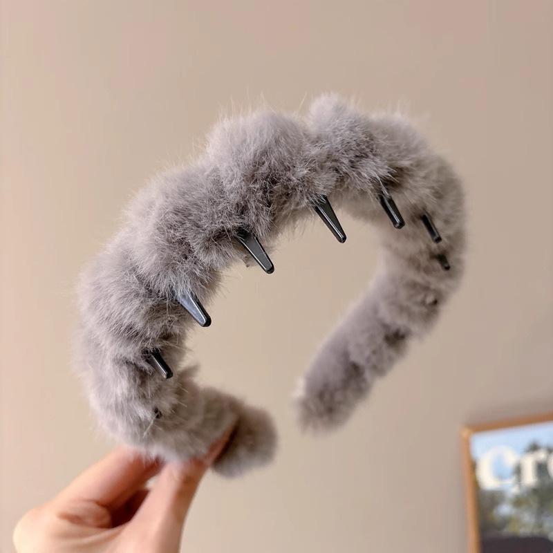 Korean Leopard Print Fluffy Headband - Women's Autumn/Winter Wavy Hair Comb Accessory